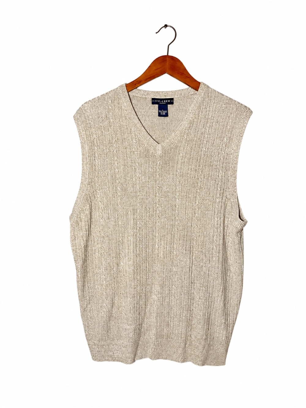 Ivy Crew Classics Beige Cable Knit Sweater Vest Size L